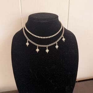 Madewell Stellar Star Celestial Dangle Chain Layered Choker Necklace